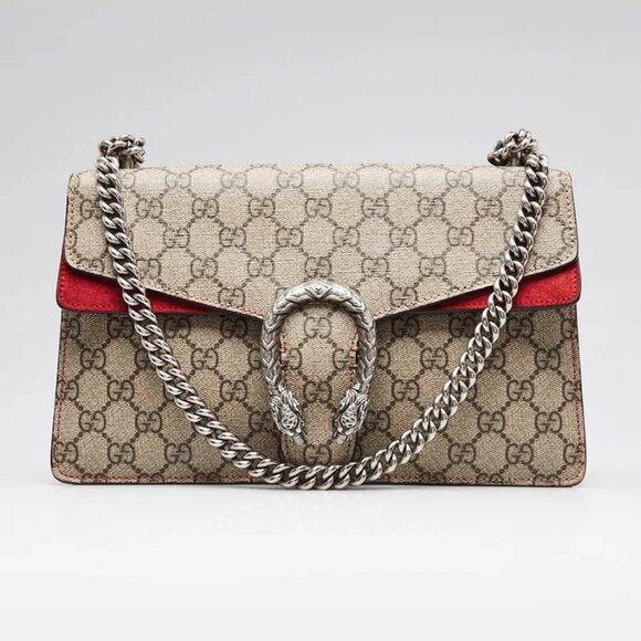 Gucci Beige/Red GG Supreme Coated Canvas Dionysus Small Shoulder Bag - Picture 1 of 12